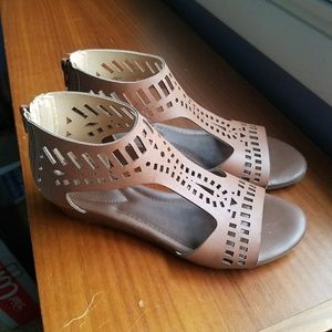 Brown wedge sandals